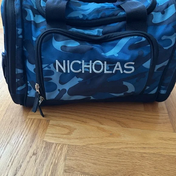 Pottery Barn Kids Blue Camouflage duffel “Nicholas” - Picture 7 of 7